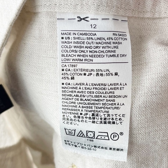 Banana Republic Factory 10’ Chino Linen Blend Dressy Career Khaki Short Size 12 - Picture 7 of 7